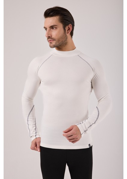 Thermo-Fit Erkek Termal Içlik Üst Kayak Içliği Ekru Beyaz Gri