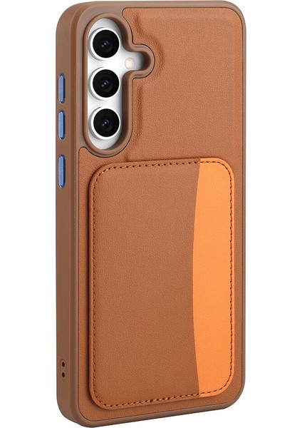 Samsung Galaxy S25 Fe Kılıf Yandan Kart Koymalı Suni Deri X-Kart Kapak