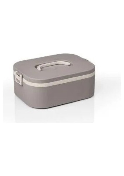 Paslanmaz Çelik Hazneli Lunch Box Tek Katlı Kendinden Çatal Kaşıklı Beslenme Kutusu Gri fırsatları