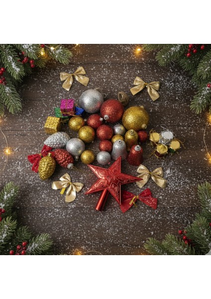 38 Parça Yeni Yıl Paketi – 90 cm Çam Ağacı ve Yılbaşı Süsleri Seti modelleri