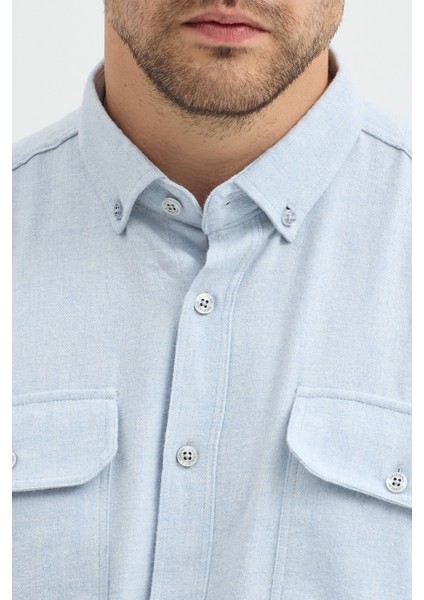 Kaşmir Görünümlü Çift Cepli Regular Fit Uzun Kollu Erkek Gömlek fırsatları