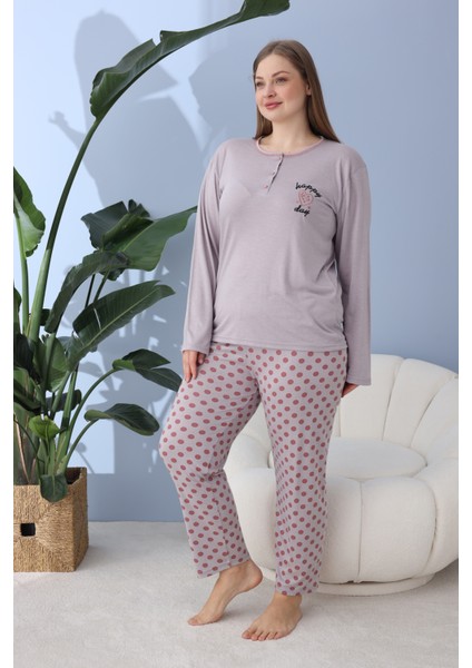 %100 Pamuklu Mevsimlik Kumaş Büyük Beden Kadın Pijama Takımı 30101 fiyatları