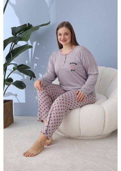 %100 Pamuklu Mevsimlik Kumaş Büyük Beden Kadın Pijama Takımı 30101 modelleri
