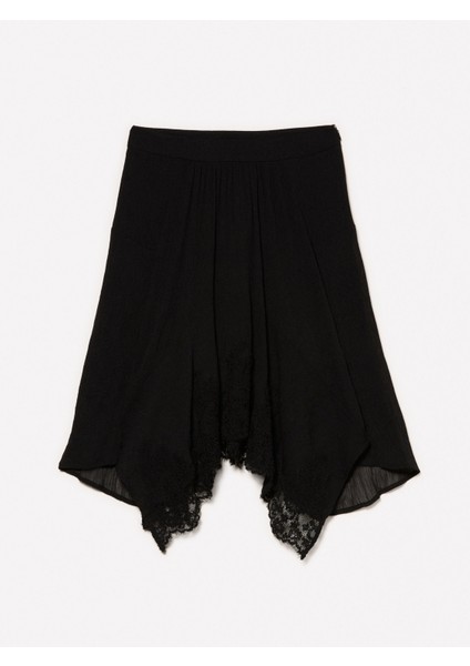 Dantelli Asimetrik Fermuarlı Astarlı Etek Kadın Siyah Etek - 325A40RBL002Y fiyatları