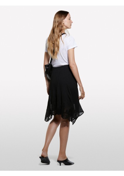 Dantelli Asimetrik Fermuarlı Astarlı Etek Kadın Siyah Etek - 325A40RBL002Y indirimleri