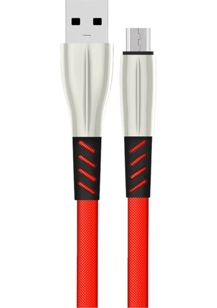 Xmpdby Konfulon S88 Metal Uçlu Micro USB Kablo 1m 2.4A - Kırmızı