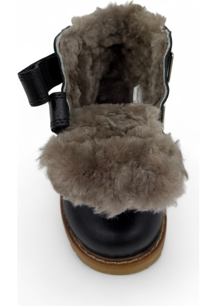 Hakiki Deri Gerçek Kürklü Unisex Çocuk 3 Çizgi Bot indirimleri