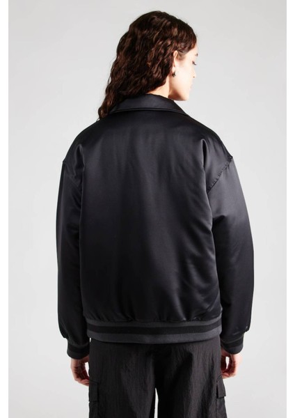 Michael Jordan Varsity Loose Fit Bomber Jacket Black Kadın Bol Kesim Ceket Mont Siyah modelleri