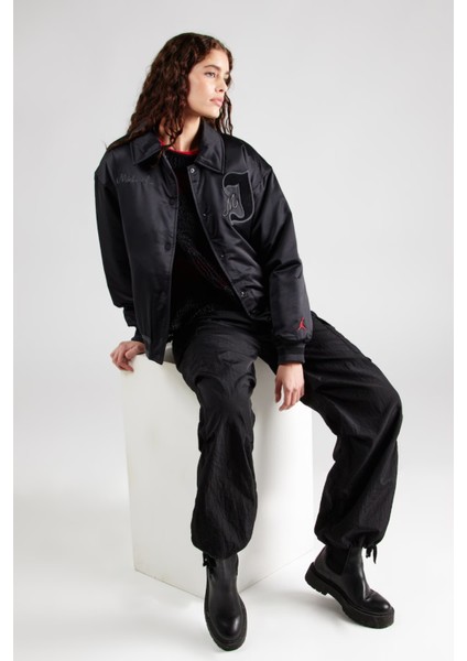 Michael Jordan Varsity Loose Fit Bomber Jacket Black Kadın Bol Kesim Ceket Mont Siyah fırsatları