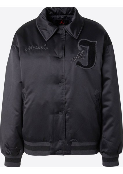 Michael Jordan Varsity Loose Fit Bomber Jacket Black Kadın Bol Kesim Ceket Mont Siyah indirimleri