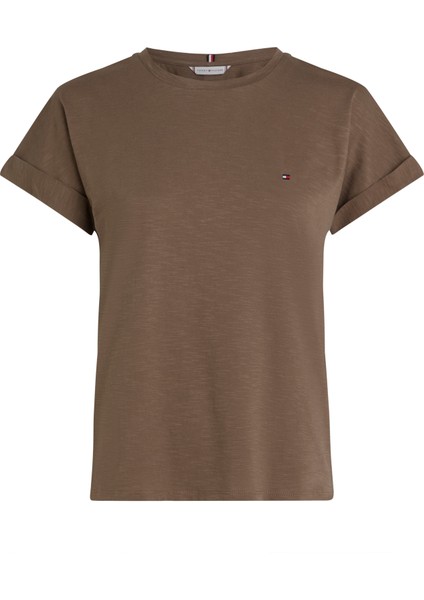 Slub Mdrn C-Nk Ss T-Shırt Kadın Kahverengi T-Shirt - WW0WW45747