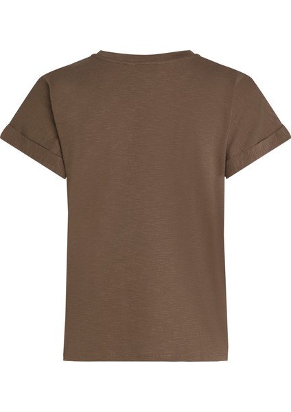 Slub Mdrn C-Nk Ss T-Shırt Kadın Kahverengi T-Shirt - WW0WW45747 fiyatları