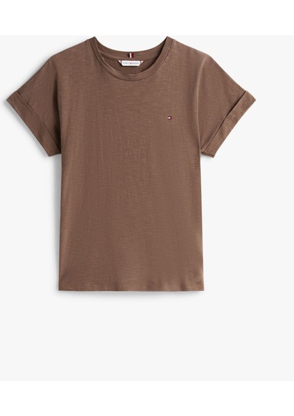Slub Mdrn C-Nk Ss T-Shırt Kadın Kahverengi T-Shirt - WW0WW45747 indirimleri