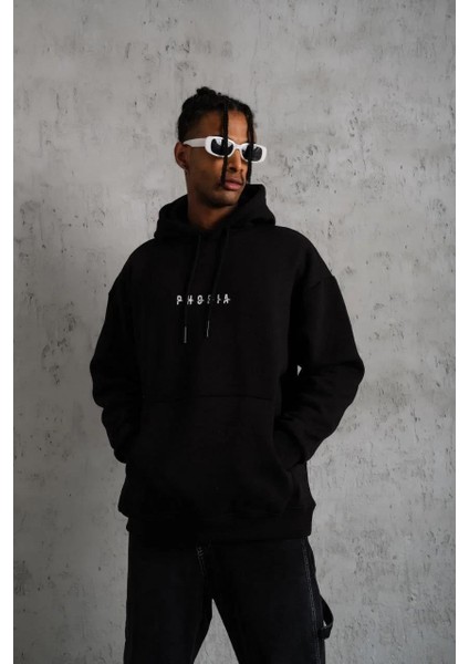 Erkek Astronot Baskılı Kapüşonlu Sweat - Siyah fiyatları