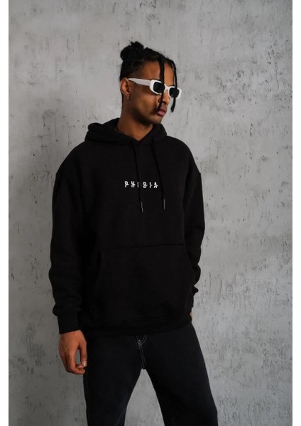 Erkek Astronot Baskılı Kapüşonlu Sweat - Siyah fırsatları