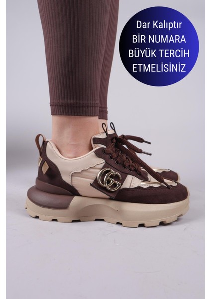 REPS Tokalı Süet Paraşüt Garnili Sneakers KAHVERENGİ