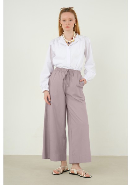 Poplin Bol Paça Pantolon Açık Leylak indirimleri