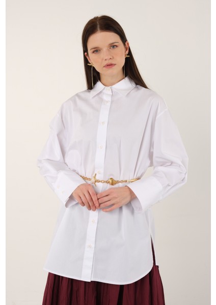 Poplin Gömlek Kısa Ekru