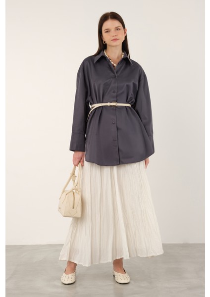 Poplin Gömlek Kısa Füme