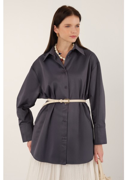 Poplin Gömlek Kısa Füme