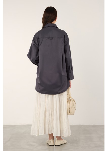 Poplin Gömlek Kısa Füme