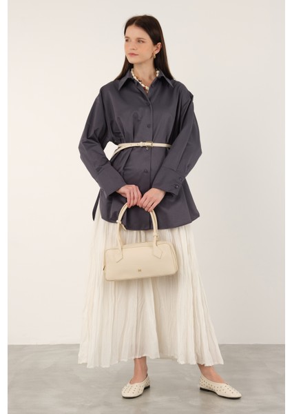 Poplin Gömlek Kısa Füme