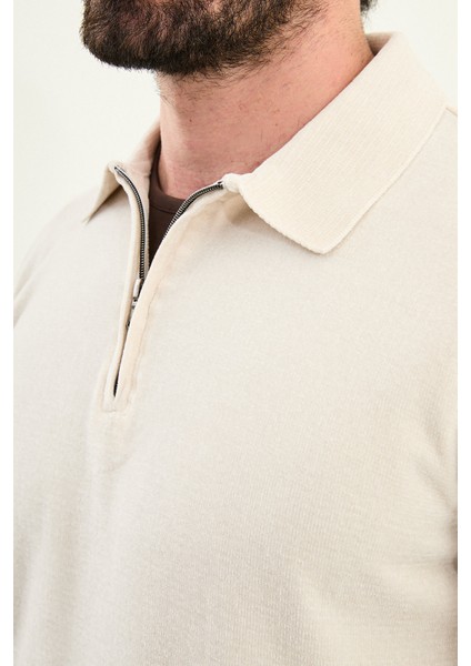 Düz Slim Fit Fermuarlı Polo Yaka Şönil Kumaş Erkek Triko fiyatları