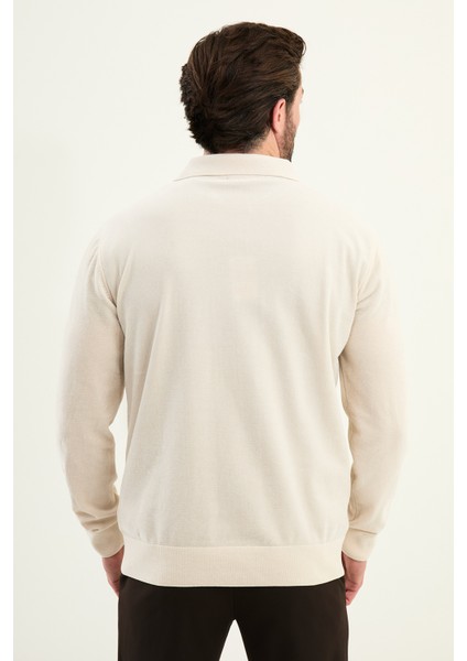 Düz Slim Fit Fermuarlı Polo Yaka Şönil Kumaş Erkek Triko modelleri