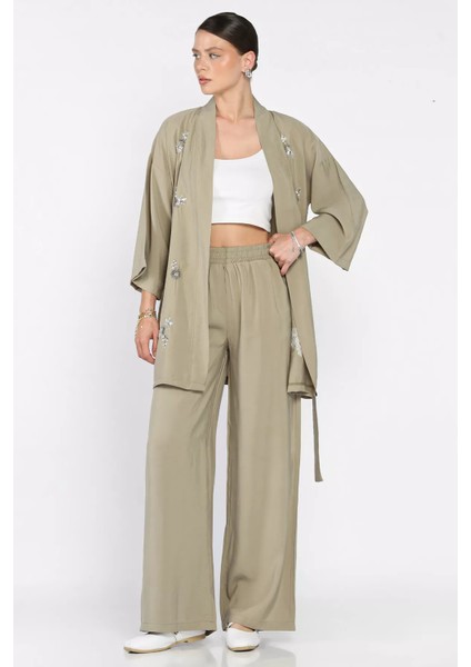 Taşlı Kimono Pantolon Ikili Takım P-00017514