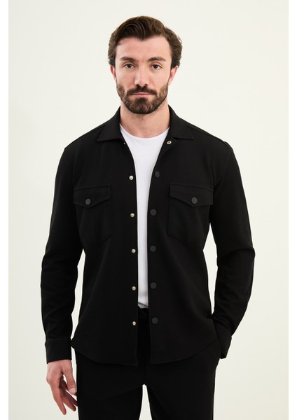 Çizgli Slim Fit Gömlek Yaka Çıtçıtlı Mont Ipli Pantolon Takım