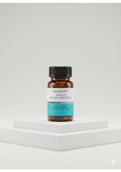 Qozmolife Omega-3 Premium Fish Oil 24 Softgel x 1000MG, Balık Yağı, Hidrolize Kolajen & C Vitamini