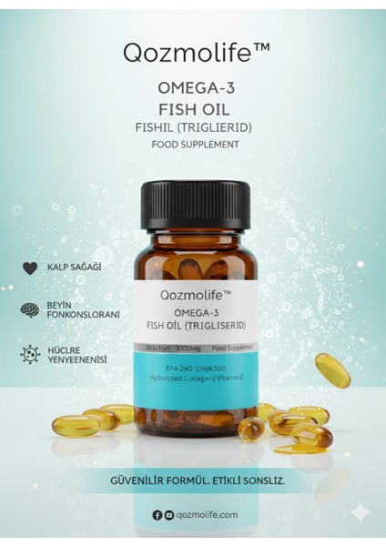 Qozmolife Omega-3 Premium Fish Oil 24 Softgel x 1000MG, Balık Yağı, Hidrolize Kolajen & C Vitamini modelleri