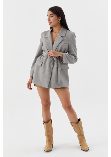 Ekose Blazer Ceket Grı fiyatları