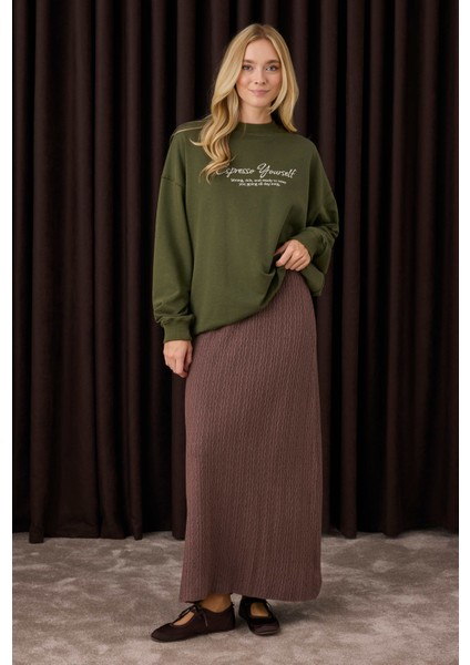 Dokulu Triko Etek Kahverengi indirimleri