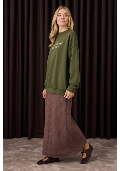 Dokulu Triko Etek Kahverengi