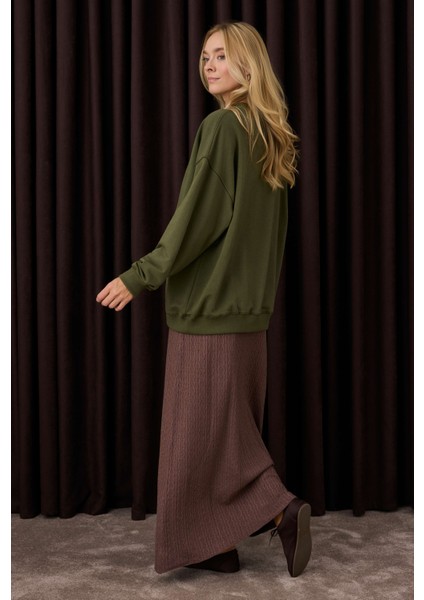 Dokulu Triko Etek Kahverengi