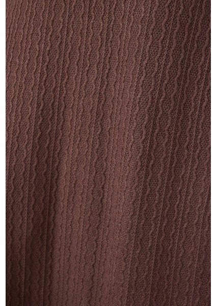 Dokulu Triko Etek Kahverengi