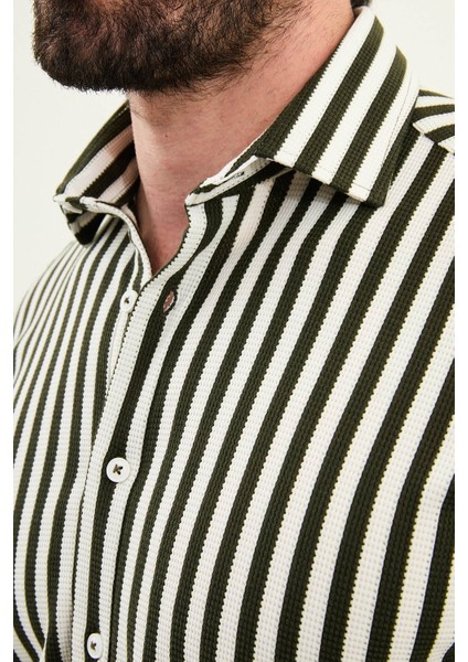 Çizgili Slim Fit Uzun Kollu Erkek Gömlek fiyatları