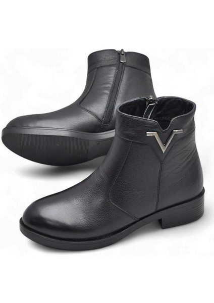 19802 Tam Ortopedik Siyah Hakiki Deri Kadın Bot Fermuarlı Kışlık Deri Kadın Bot fırsatları