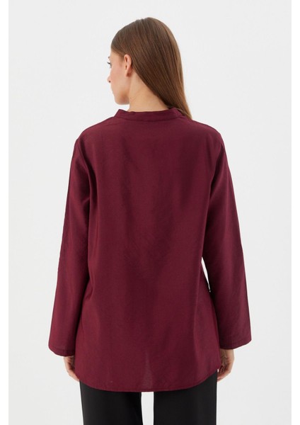 Tasarım Düğmeli Tunik Gömlek Bordo indirimleri