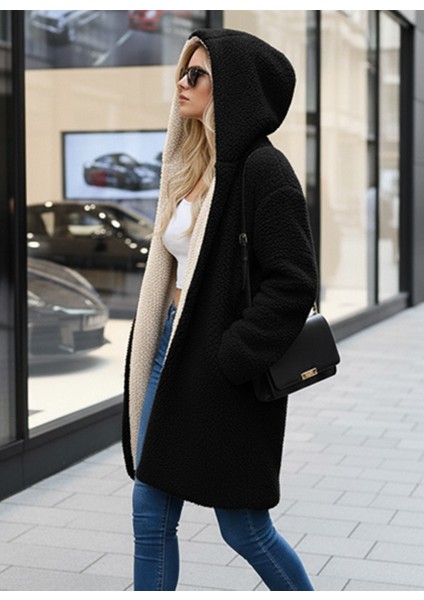 Kadın Peluş Tüylü Ceket Çift Taraflı Kışlık fiyatları