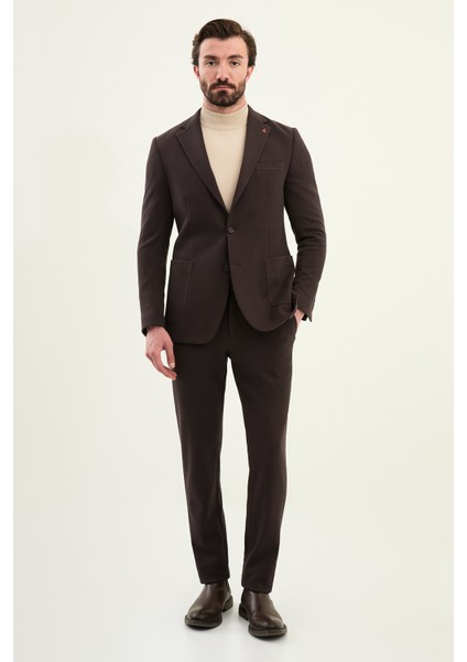 Dokulu Slim Fit Mono Yaka Torca Cep Beli Lastikli Ipli Erkek Takım Elbise modelleri