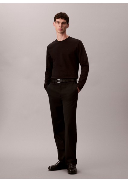 Bisiklet Yaka Siyah Erkek T-Shirt LV04LD202GUB1_LS Luxe Interlock Cot