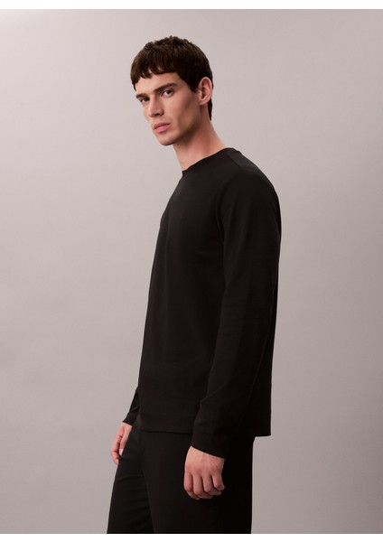 Bisiklet Yaka Siyah Erkek T-Shirt LV04LD202GUB1_LS Luxe Interlock Cot fırsatları