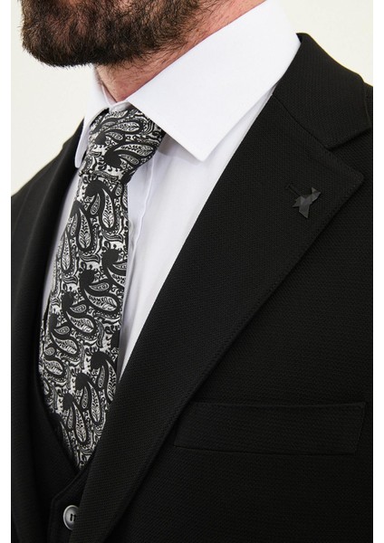 Dokulu Slim Fit Mono Yaka Erkek Takım Elbise fiyatları