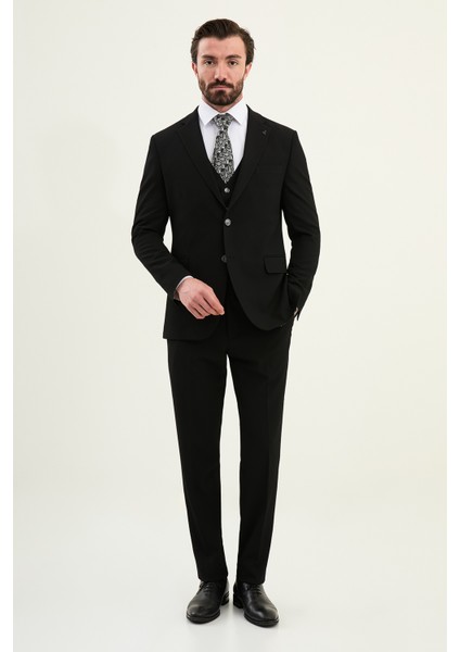 Dokulu Slim Fit Mono Yaka Erkek Takım Elbise modelleri