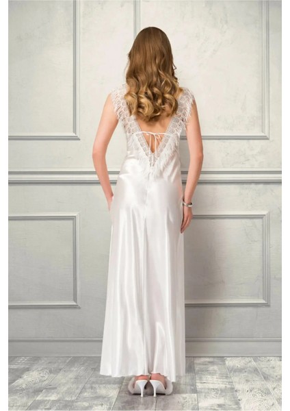 Özel Üretim Püsküllü Dantel Detaylı Uzun Şık Rahat Erotik Fantezi Saten Kadın Gecelik fiyatları