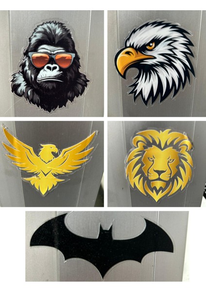 Stiker Bisiklet, Scooter, Motor, Laptop, Telefon Çıkartma Set Suya Dayanıklı Hayvan Temalı (5 Adet)