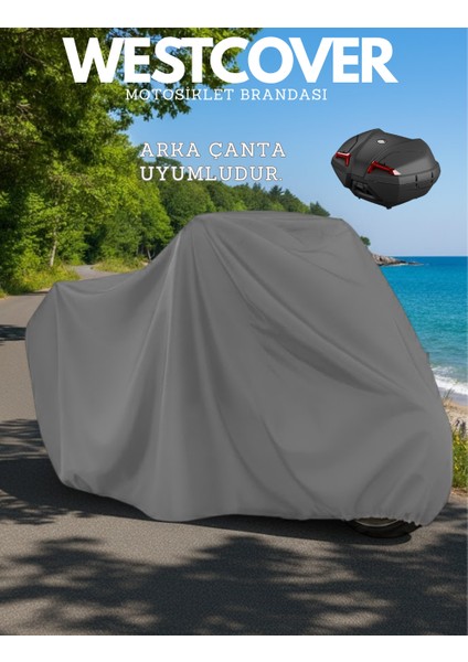 Arora Ar 50-11 Ares Branda Arka Çanta Uyumlu Gri 4 Mevsim Motosiklet Brandası Örtüsü