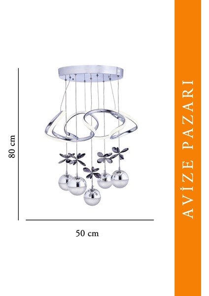 Galaksi Modern Sarkıt 5+1 Papatya Krom Ledli Sarkıt Avize modelleri